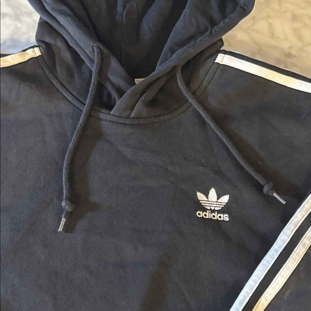 Adidas OG Men's Black Hoodie with White Accents